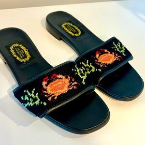 Larkspur Collection needlepoint slides size 8.5